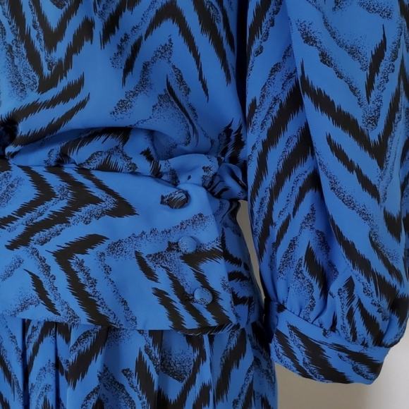 ALEXIS FASHIONS INC. Vintage Blue Pleated Dress Womens size 12 - Picture 3 of 4